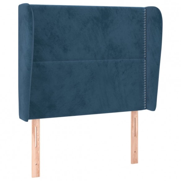 Tête de lit avec oreilles Bleu foncé 93x23x118/128 cm Velours