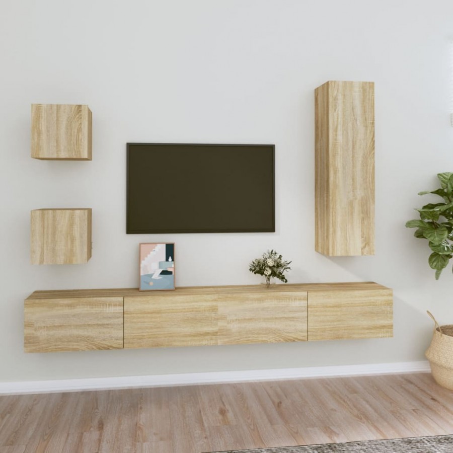 Ensemble de meubles TV 5 pcs Chêne sonoma Bois d'ingénierie