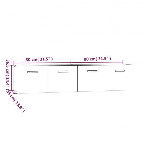 Armoires murales 2 pcs Sonoma gris 80x35x36,5 cm