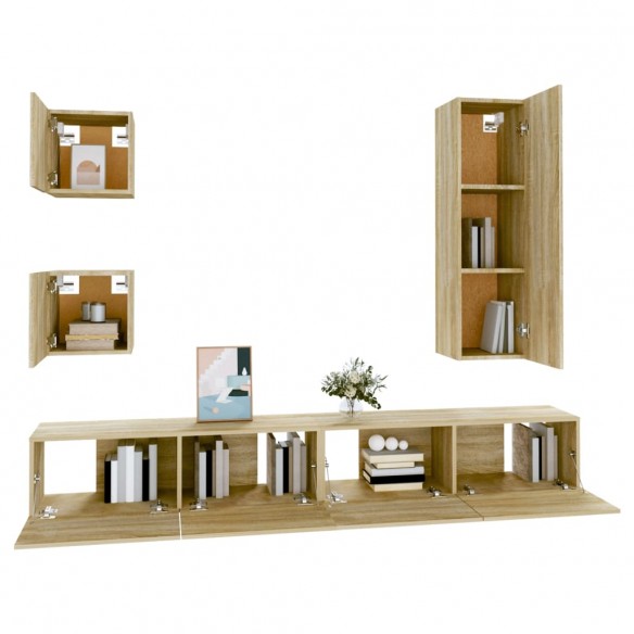 Ensemble de meubles TV 5 pcs Chêne sonoma Bois d'ingénierie