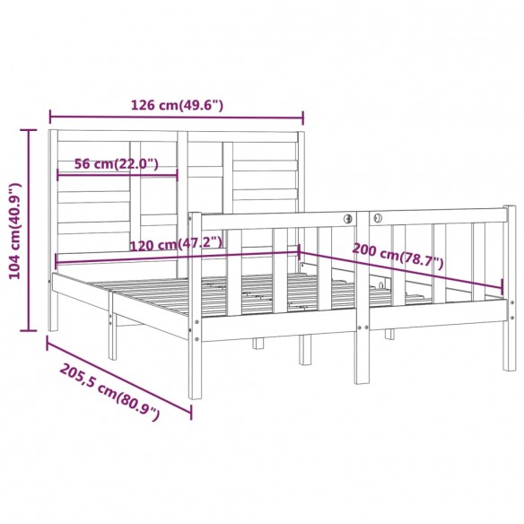 Cadre de lit Bois de pin massif 120x200 cm