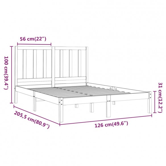 Cadre de lit Bois massif 120x200 cm