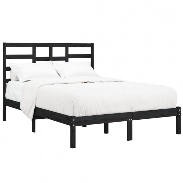 Cadre de lit Noir Bois massif 120x190 cm Petit Double