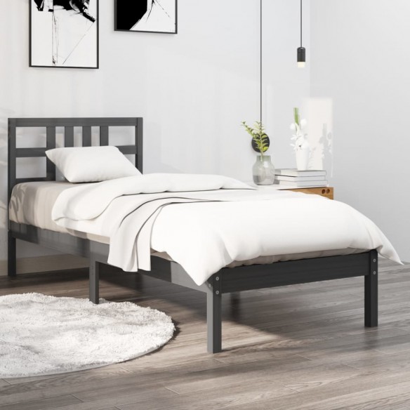 Cadre de lit Gris Bois massif 100x200 cm