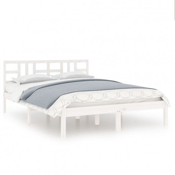 Cadre de lit Blanc Bois massif 135x190 cm Double