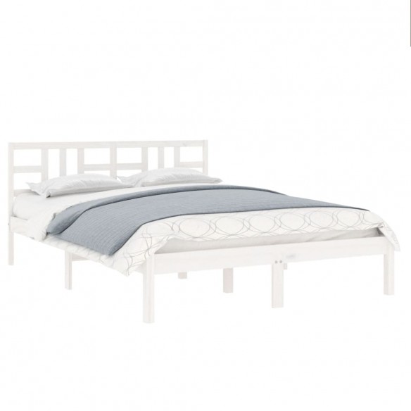 Cadre de lit Blanc Bois massif 135x190 cm Double