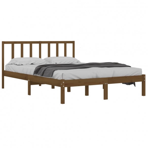 Cadre de lit Marron miel Bois massif 120x190 cm Petit Double