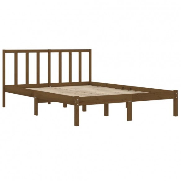 Cadre de lit Marron miel Bois massif 120x190 cm Petit Double