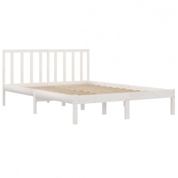 Cadre de lit Blanc Bois de pin massif 135x190 cm Double