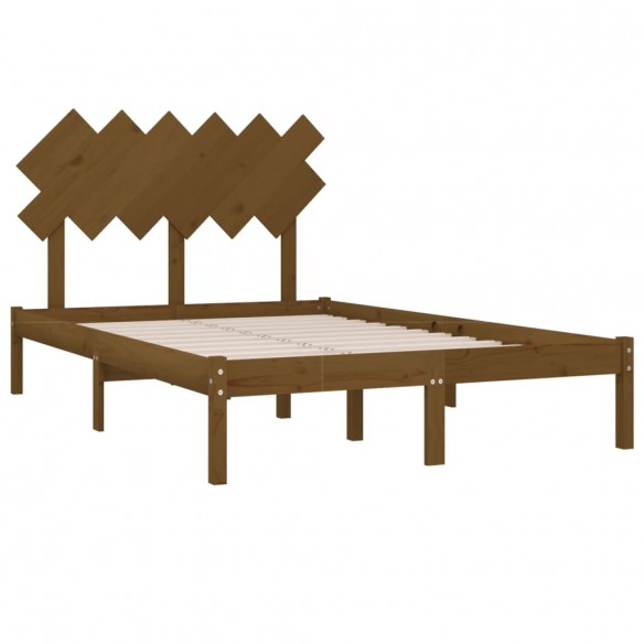 Cadre de lit Marron miel 120x190 cm Petit Double Bois massif