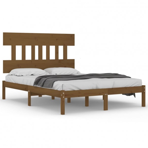 Cadre de lit Marron miel Bois massif 120x190 cm Petit Double