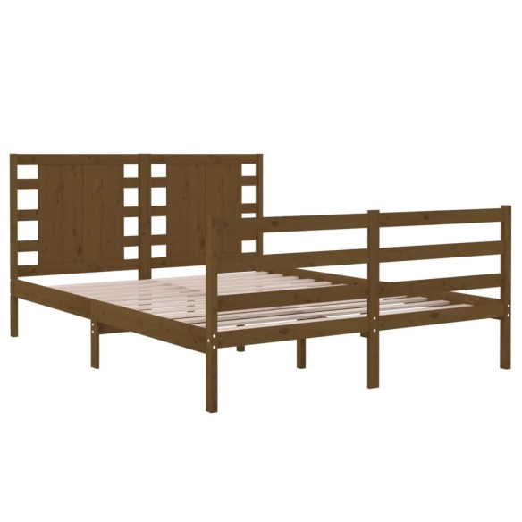 Cadre de lit Marron miel Bois massif 120x190 cm Petit Double