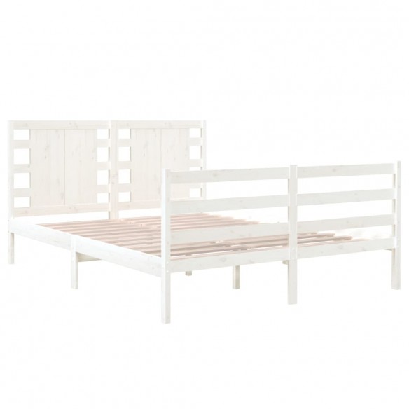 Cadre de lit Blanc Bois de pin massif 120x190 cm Petit Double