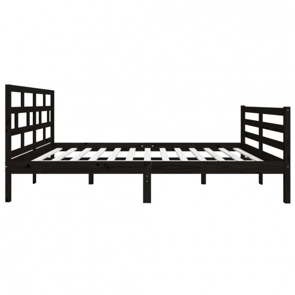 Cadre de lit Noir Bois massif 135x190 cm Double