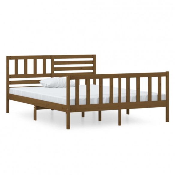 Cadre de lit Marron miel Bois massif 120x190 cm Petit Double