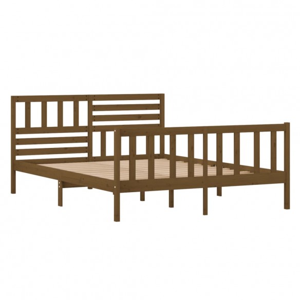 Cadre de lit Marron miel Bois massif 120x190 cm Petit Double