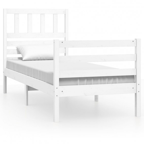 Cadre de lit Blanc Bois massif 75x190 cm Petit simple