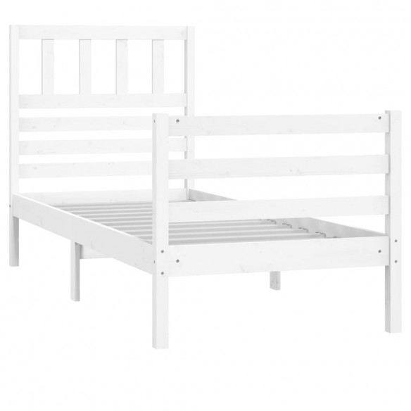 Cadre de lit Blanc Bois massif 75x190 cm Petit simple