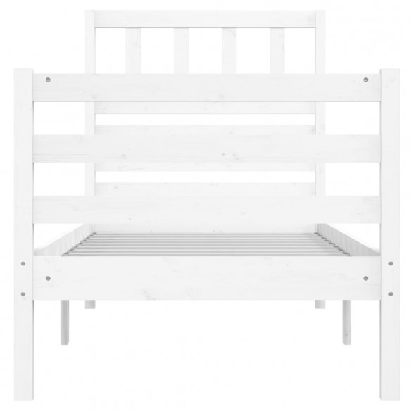 Cadre de lit Blanc Bois massif 75x190 cm Petit simple