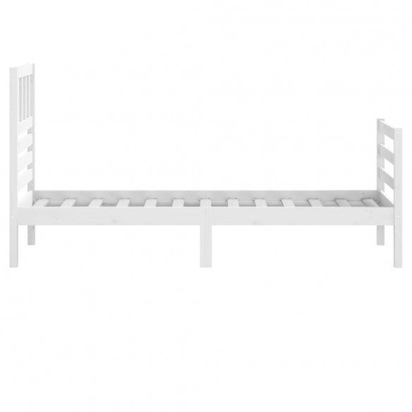 Cadre de lit Blanc Bois massif 75x190 cm Petit simple