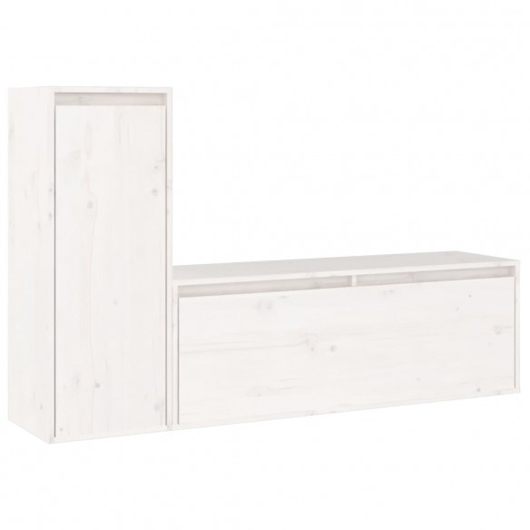 Meubles TV 2 pcs Blanc Bois massif de pin