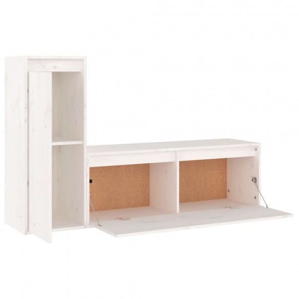 Meubles TV 2 pcs Blanc Bois massif de pin