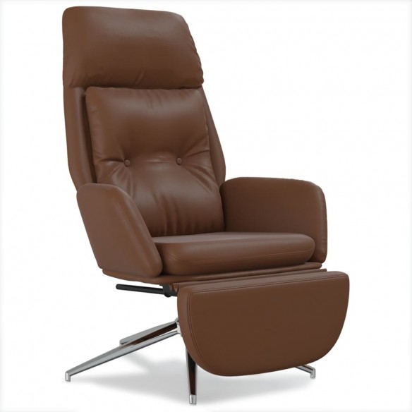 Chaise de relaxation et repose-pied Marron Cuir et similicuir