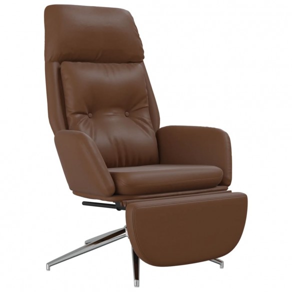 Chaise de relaxation et repose-pied Marron Cuir et similicuir