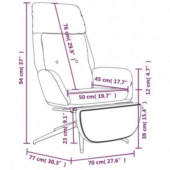 Chaise de relaxation et repose-pied Marron Cuir et similicuir