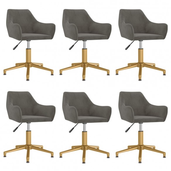 Chaises pivotantes à manger lot de 6 Gris foncé Velours