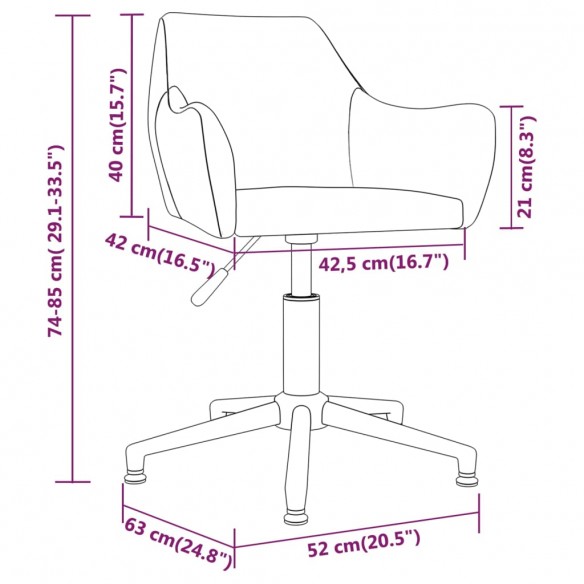 Chaises pivotantes à manger lot de 6 Gris foncé Velours