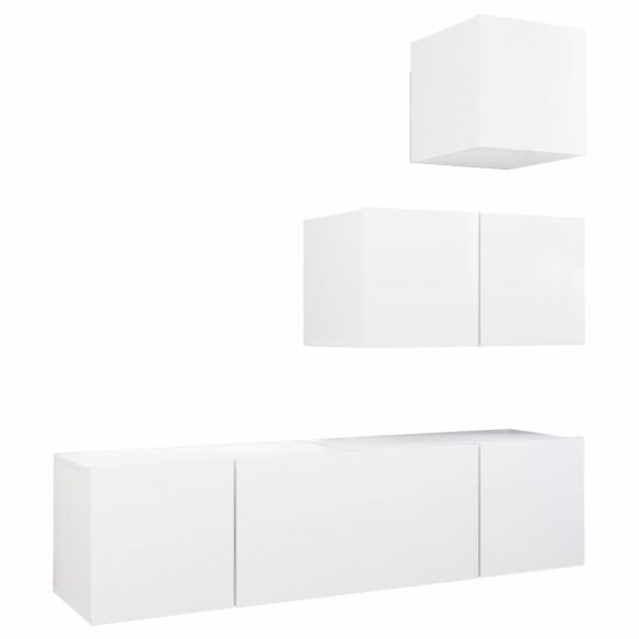 Ensemble de meuble TV 4 pcs Blanc Aggloméré