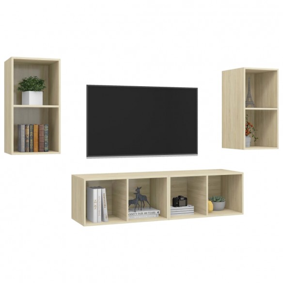 Meubles TV muraux 4 pcs Chêne sonoma Aggloméré