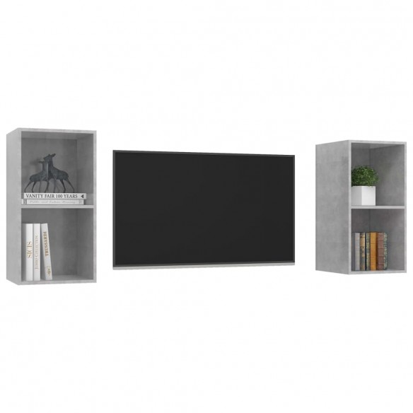 Meubles TV muraux 2 pcs Gris béton Aggloméré