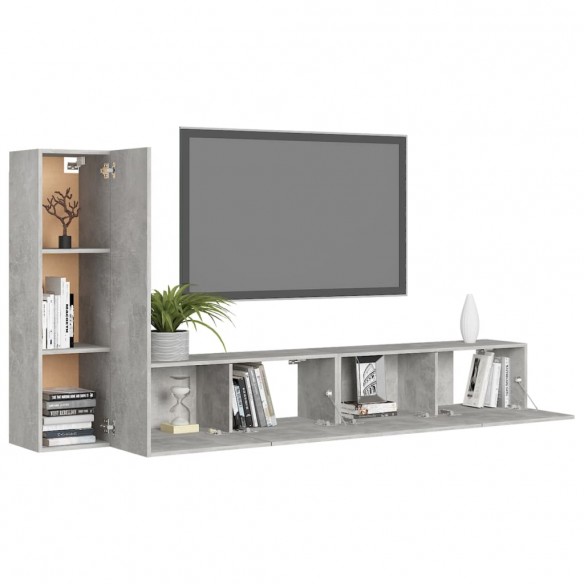 Ensemble de meuble TV 3 pcs Gris béton Aggloméré