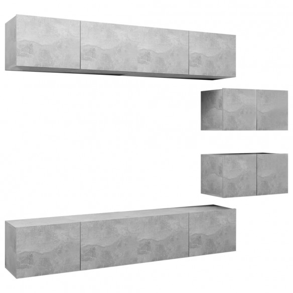 Ensemble de meuble TV 6 pcs Gris béton Aggloméré