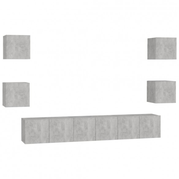 Ensemble de meubles TV 7 pcs Gris béton Aggloméré