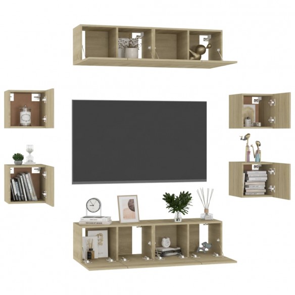 Ensemble de meubles TV 8 pcs Chêne sonoma Aggloméré