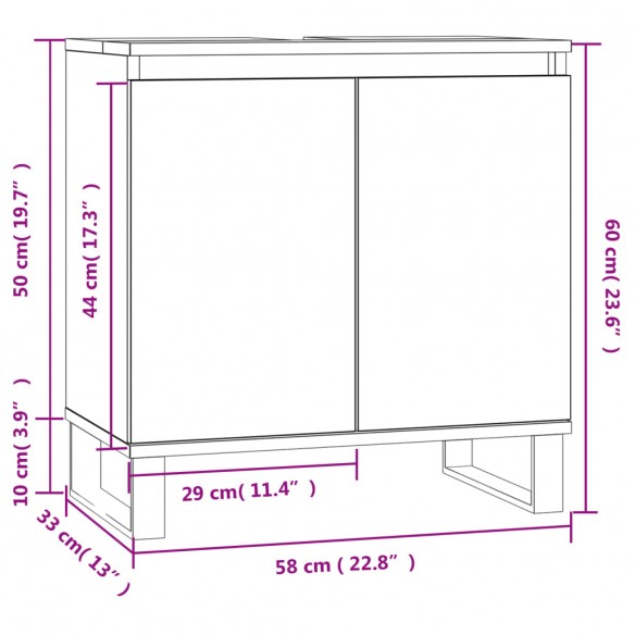 Armoire de bain blanc brillant 58x33x60 cm bois d'ingénierie