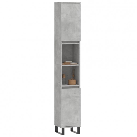 Armoire de salle de bain gris béton 30x30x190 cm