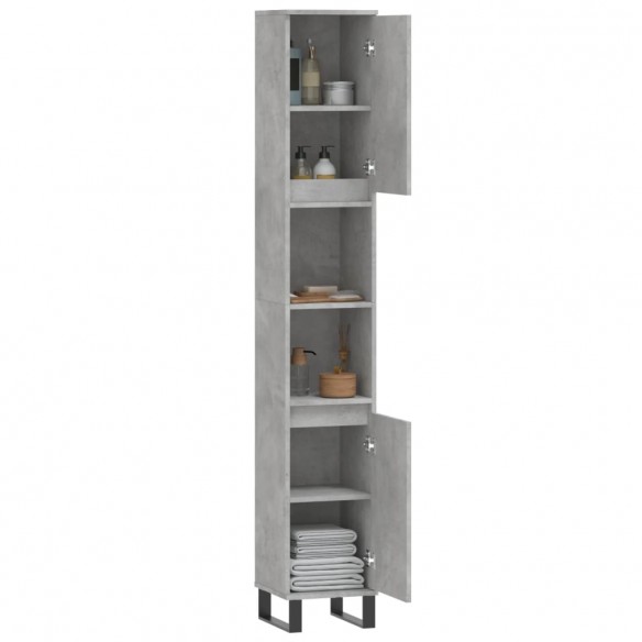 Armoire de salle de bain gris béton 30x30x190 cm