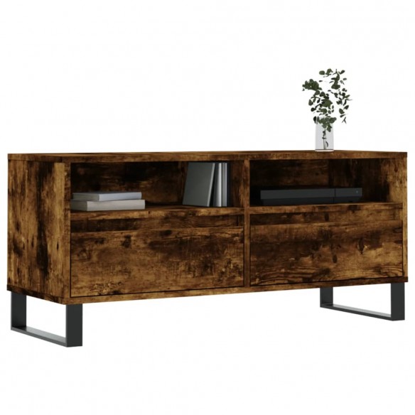 Meuble TV chêne fumé 100x34,5x44,5 cm bois d'ingénierie