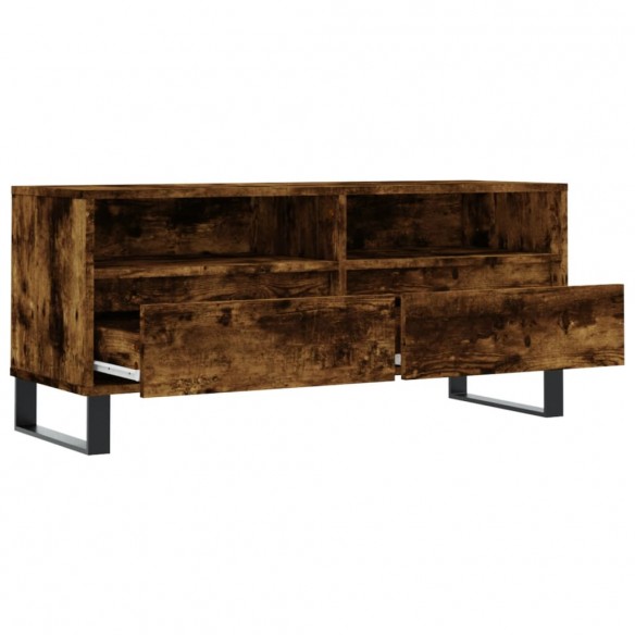 Meuble TV chêne fumé 100x34,5x44,5 cm bois d'ingénierie