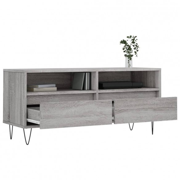 Meuble TV sonoma gris 100x34,5x44,5 cm bois d'ingénierie