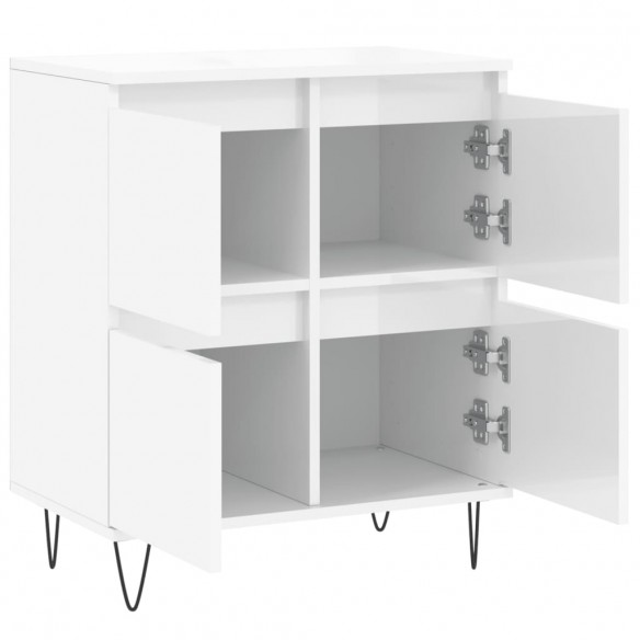 Buffet Blanc brillant 60x35x70 cm Bois d'ingénierie