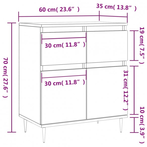 Buffet Gris béton 60x35x70 cm Bois d'ingénierie