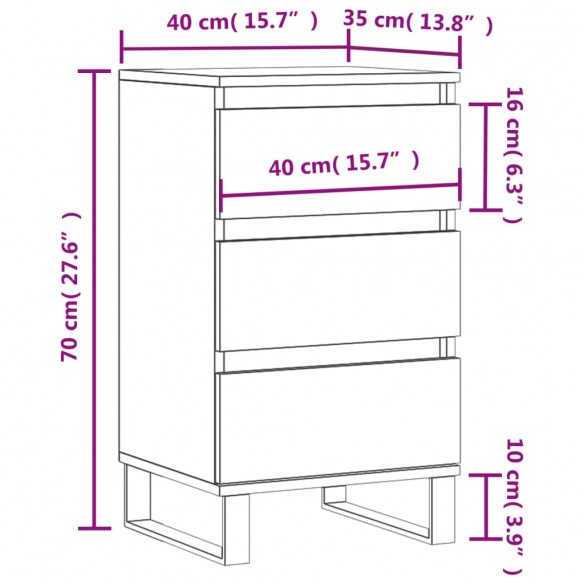 Buffet sonoma gris 40x35x70 cm bois d'ingénierie