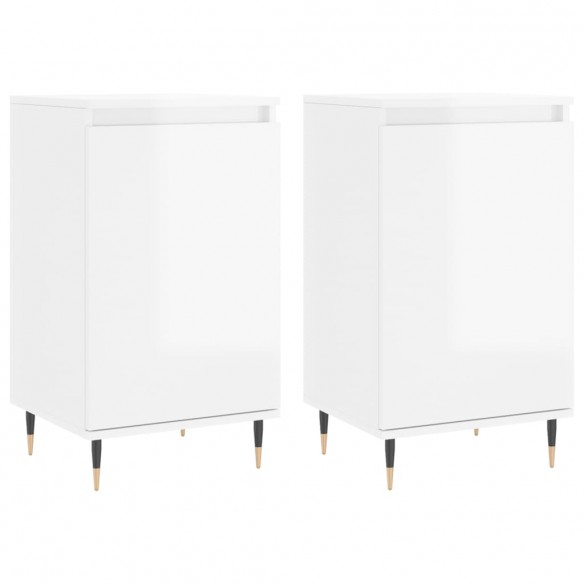 Buffets 2 pcs blanc brillant 40x35x70 cm bois d'ingénierie