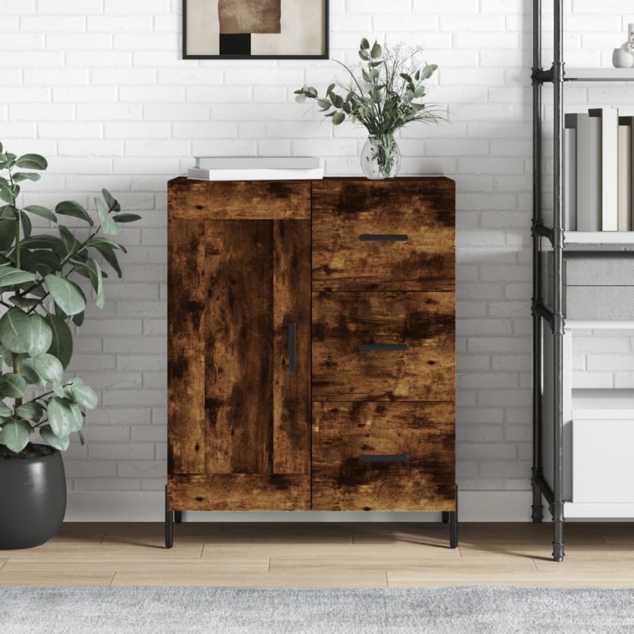 Buffet chêne fumé 69,5x34x90 cm bois d'ingénierie