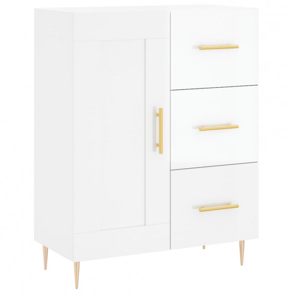 Buffet Blanc brillant 69,5x34x90 cm Bois d'ingénierie